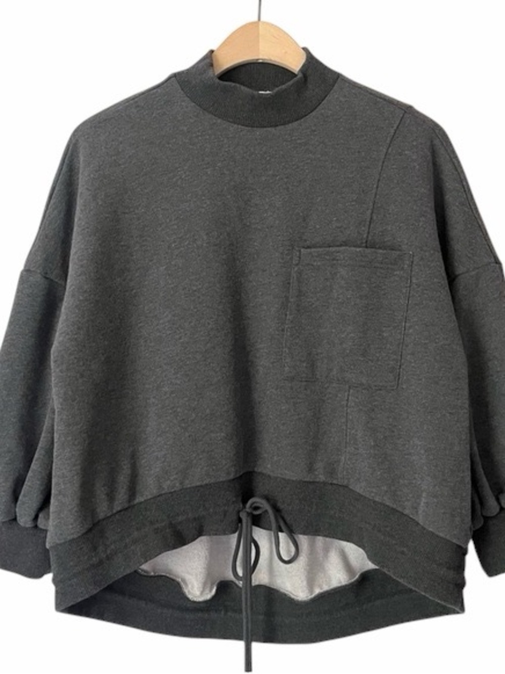 NAP Cotton blend- Boxy Oversized Puff Sleeves Charcoal Grey Sweatshirt